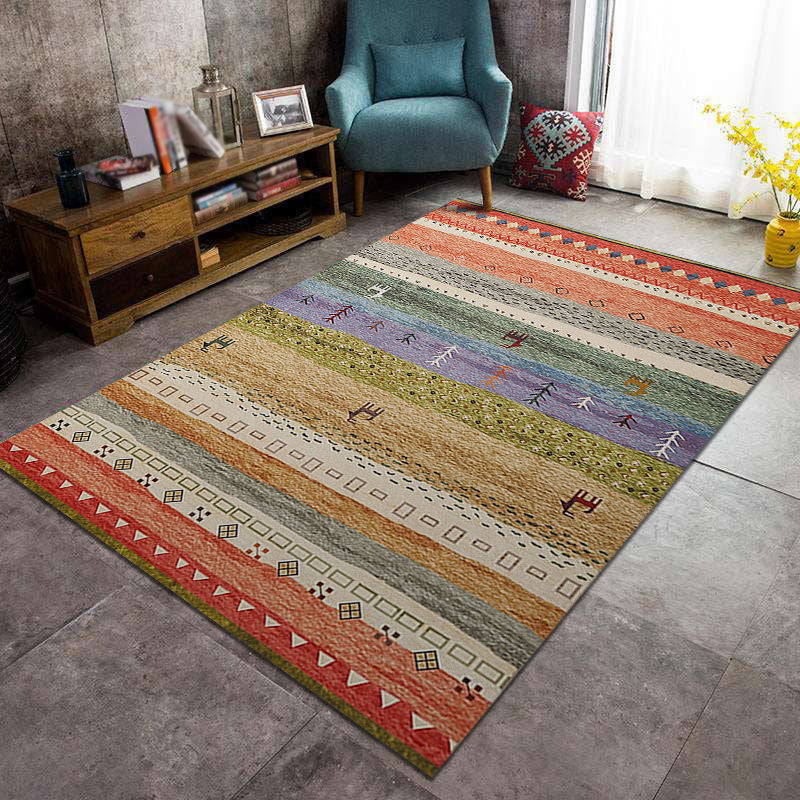 Elegante multicolor boho tapijt polyester etnische print binnen tapijt vlek resistent tapijt voor woningdecoratie