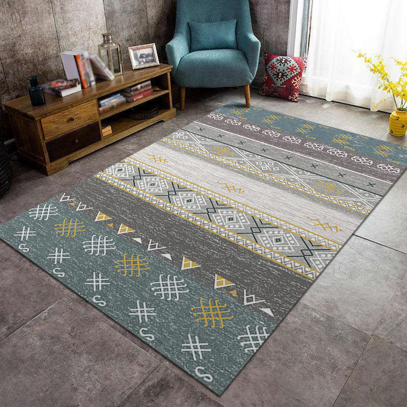 Elegante multicolor boho tapijt polyester etnische print binnen tapijt vlek resistent tapijt voor woningdecoratie