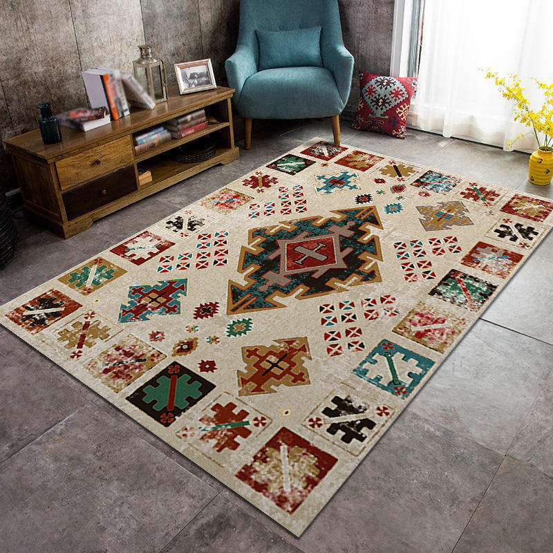 Elegante multicolor boho tapijt polyester etnische print binnen tapijt vlek resistent tapijt voor woningdecoratie