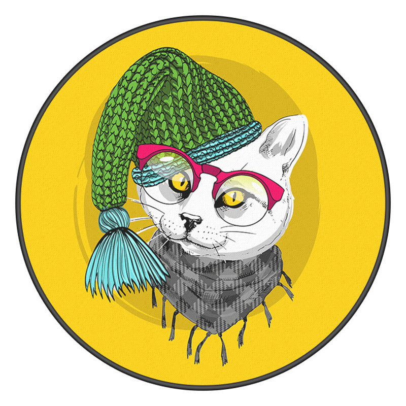 Individuality Animals Pattern Rug Multicolored Stylish Round Rug Washable Carpet for Home Decor