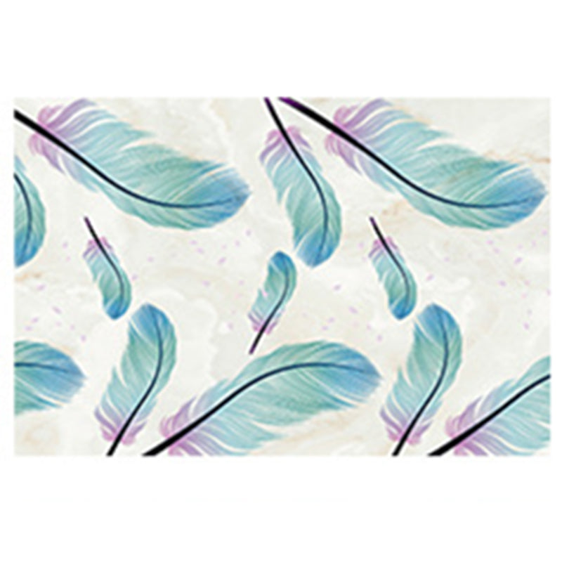 Trendy Feather Pattern Area Rug Modern Simple Carpet Polyester Friendly Washable Rug for Living Room