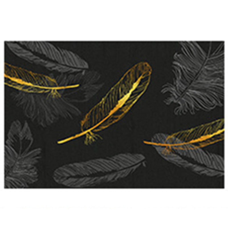Trendy Feather Pattern Area Rug Modern Simple Carpet Polyester Friendly Washable Rug for Living Room
