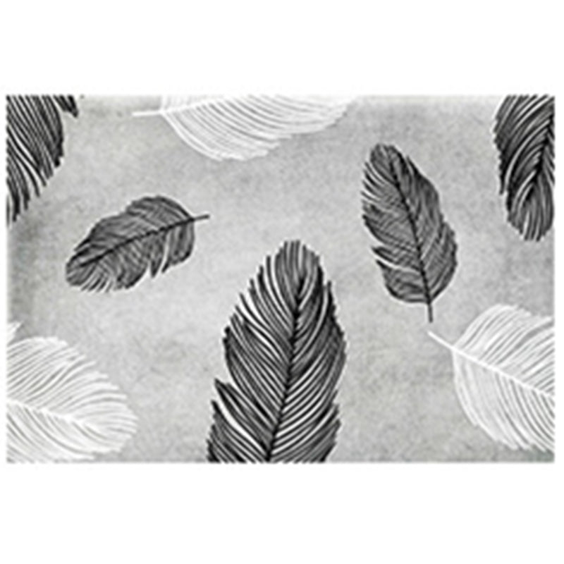 Trendy Feather Pattern Area Rug Modern Simple Carpet Polyester Friendly Washable Rug for Living Room