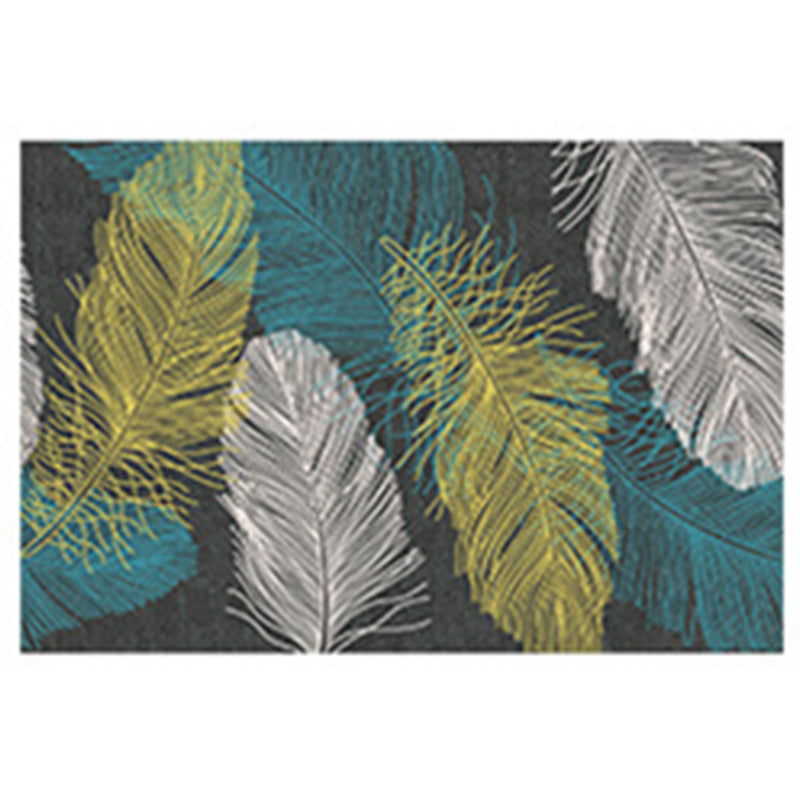 Trendy Feather Pattern Area Rug Modern Simple Carpet Polyester Friendly Washable Rug for Living Room