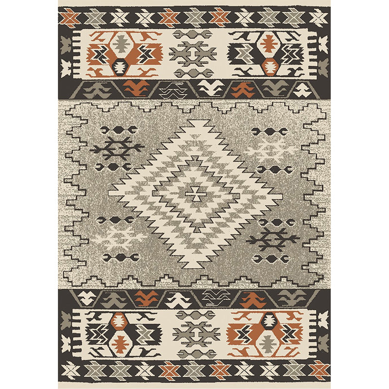Grijze tonus antieke gebied tapijt polyester tribale print binnen tapijt antislip rugtapijt voor slaapkamer
