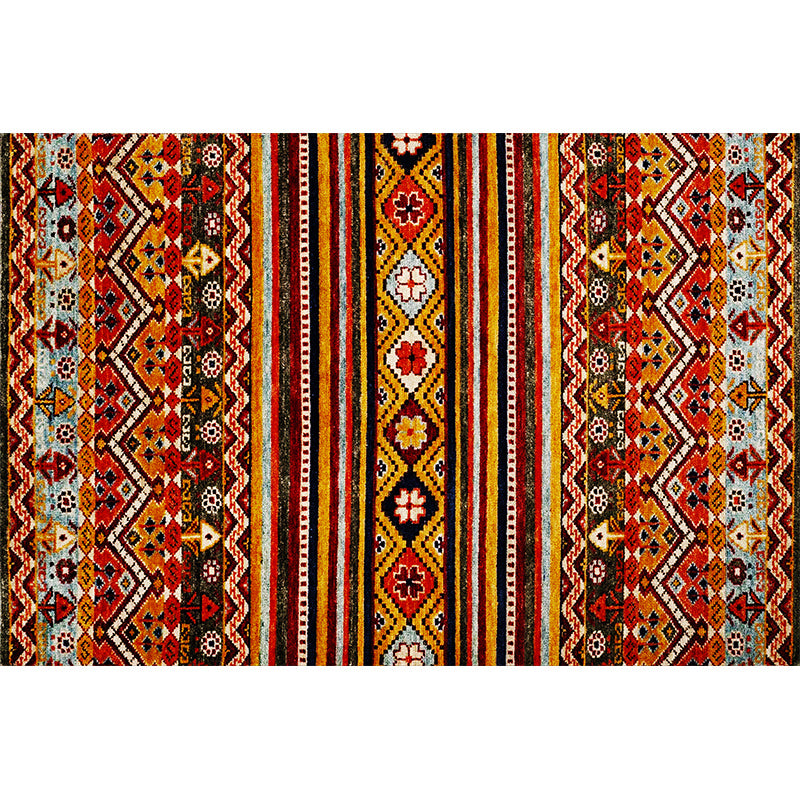 Roter Vintage-Teppich für den Innenbereich, Polyester, südwestliches Muster, pflegeleichter Teppich für die Heimdekoration