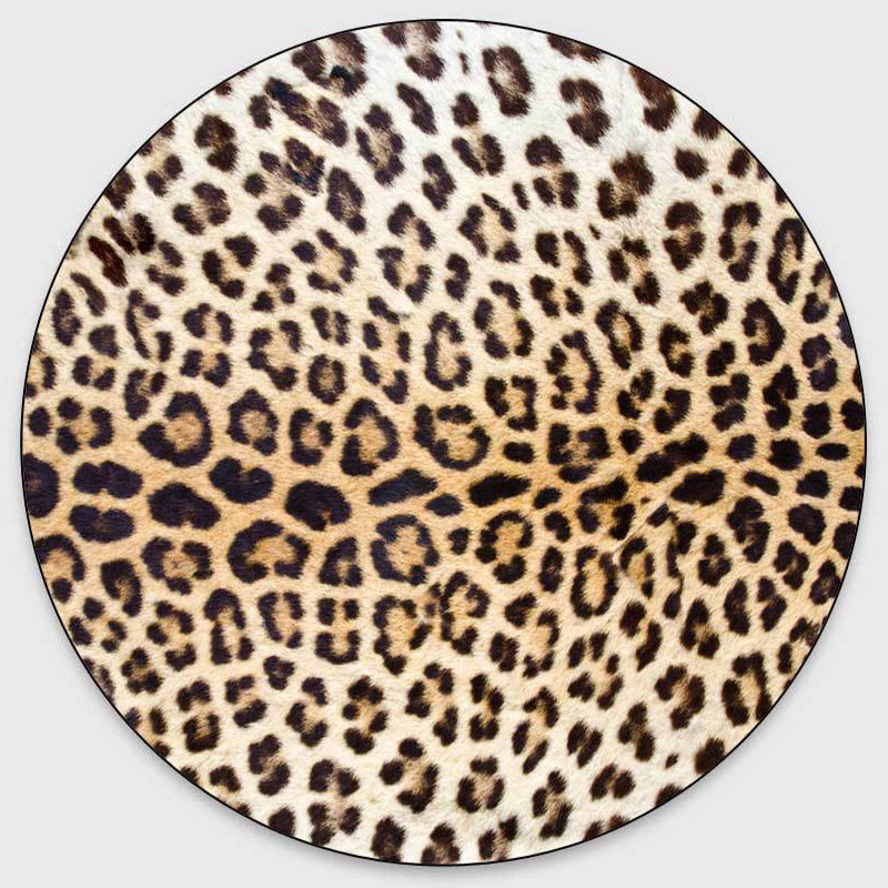 Funky Leopard Printed Area Rug Simplicity Round Indoor Carpet Stain Resistant Rug for Living Room