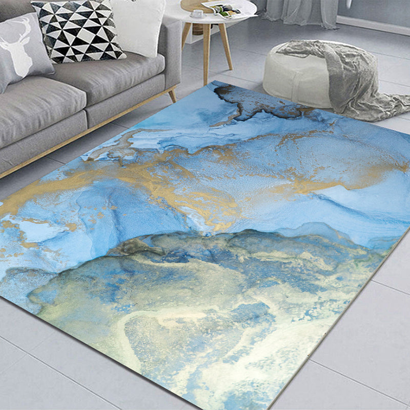 Trendy Watercolor Printed Area Rug Modern Rectangle Carpet Friendly Washable Rug for Living Room