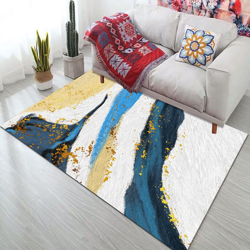 Trendy Watercolor Printed Area Rug Modern Rectangle Carpet Friendly Washable Rug for Living Room