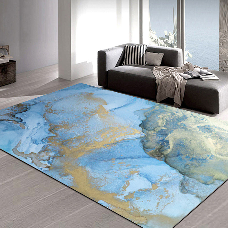 Trendy Watercolor Printed Area Rug Modern Rectangle Carpet Friendly Washable Rug for Living Room