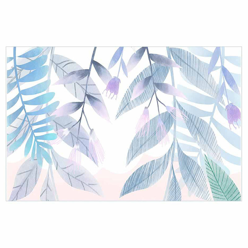 Fresh Plants Printed Area Rug Simple Contemporary Rug Anti-Slip Backing Carpet for Home Decoration