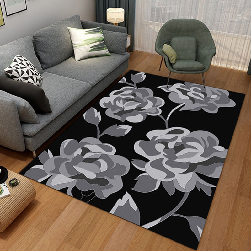 Comfort Plants Pattern Rug Simplicity Modern Rug Polyester Friendly Washable Carpet for Home Decor