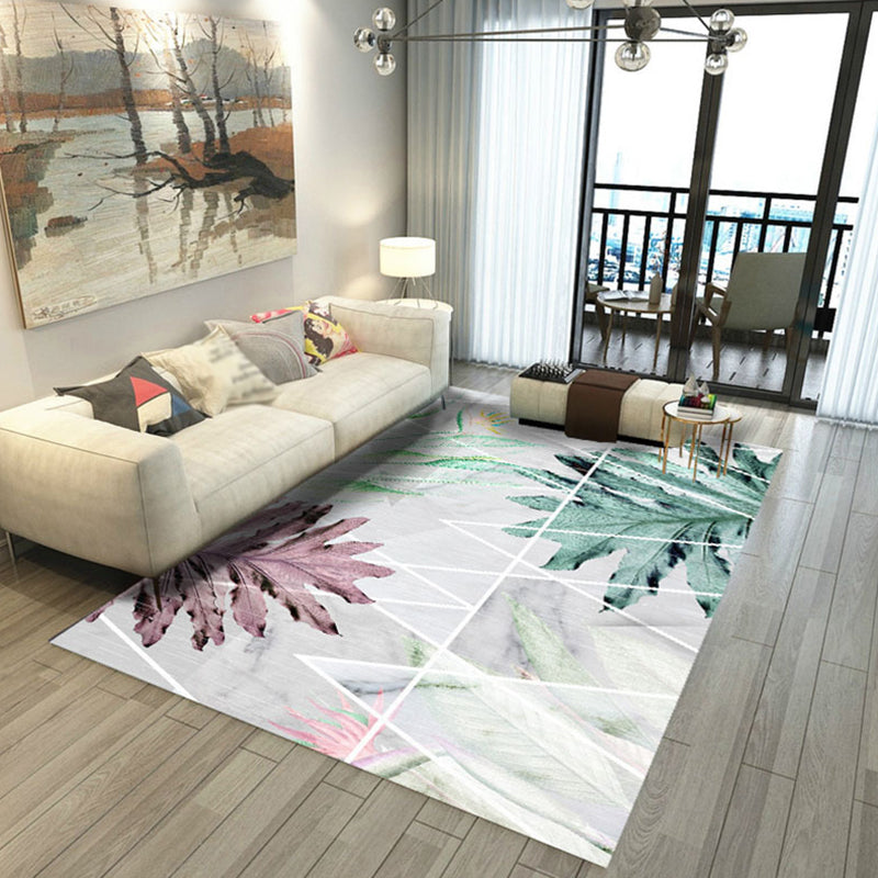 Comfort Plants Pattern Rug Simplicity Modern Rug Polyester Friendly Washable Carpet for Home Decor