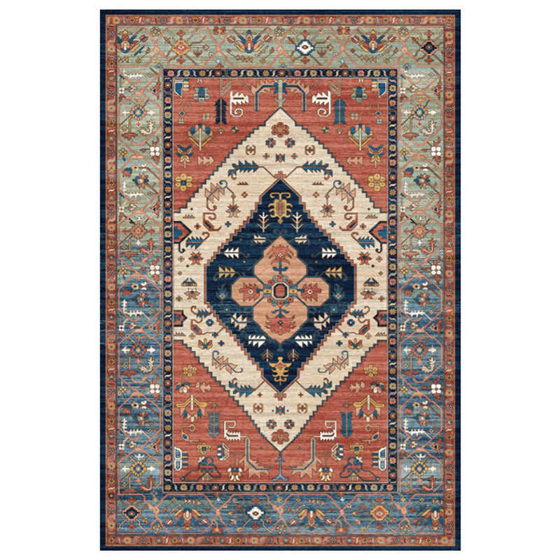 Shabby Chic Ethnic Printed Rug Color Mixed Polyester Area Carpet Stain Resistant Rug for Living Room