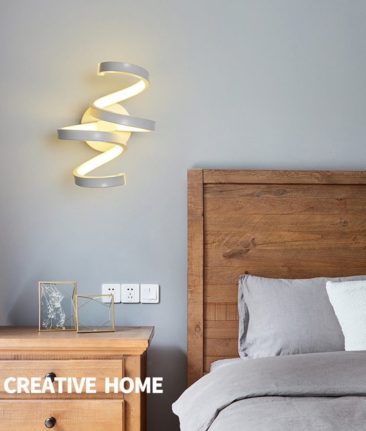 Curve Wall Lamp Minimalist Metal LED White Sconce Light Fixture for Bedroom