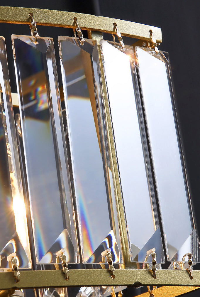 Gold Rectangular Wall Sconce in Modern Luxury Style Copper Wall Lamp with Crystal Shade