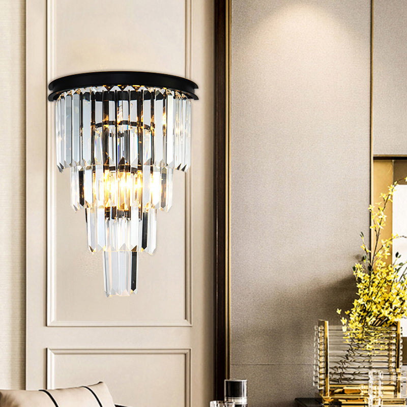 Sfonce da parete in cristallo a 2 luci in moderna lampada da parete in ferro battuto in ferro battuto per camera da letto