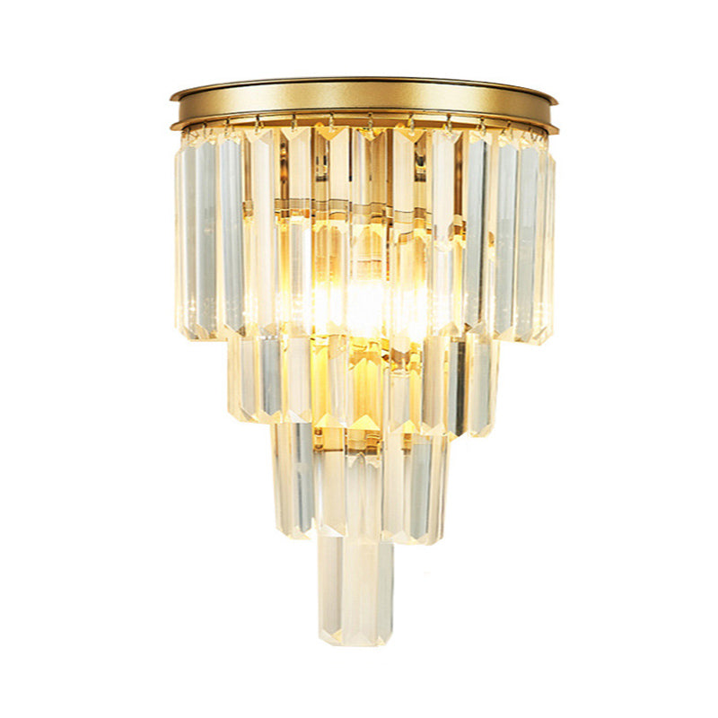 Sfonce da parete in cristallo a 2 luci in moderna lampada da parete in ferro battuto in ferro battuto per camera da letto