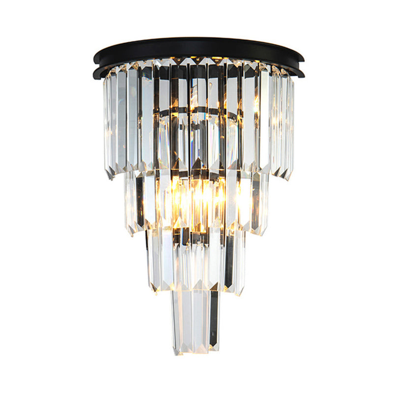 Sfonce da parete in cristallo a 2 luci in moderna lampada da parete in ferro battuto in ferro battuto per camera da letto