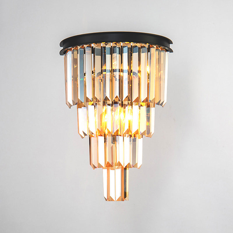 Sfonce da parete in cristallo a 2 luci in moderna lampada da parete in ferro battuto in ferro battuto per camera da letto