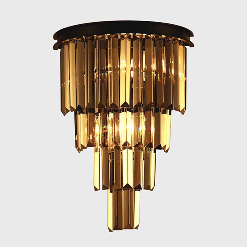 Sfonce da parete in cristallo a 2 luci in moderna lampada da parete in ferro battuto in ferro battuto per camera da letto