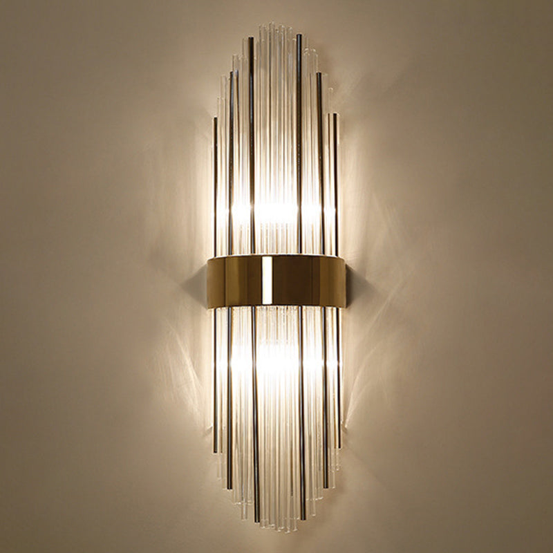 Sconce da muro scintillanti a 2 luci in moderna lampada a parete di rame in stile lusso con tonalità di cristallo