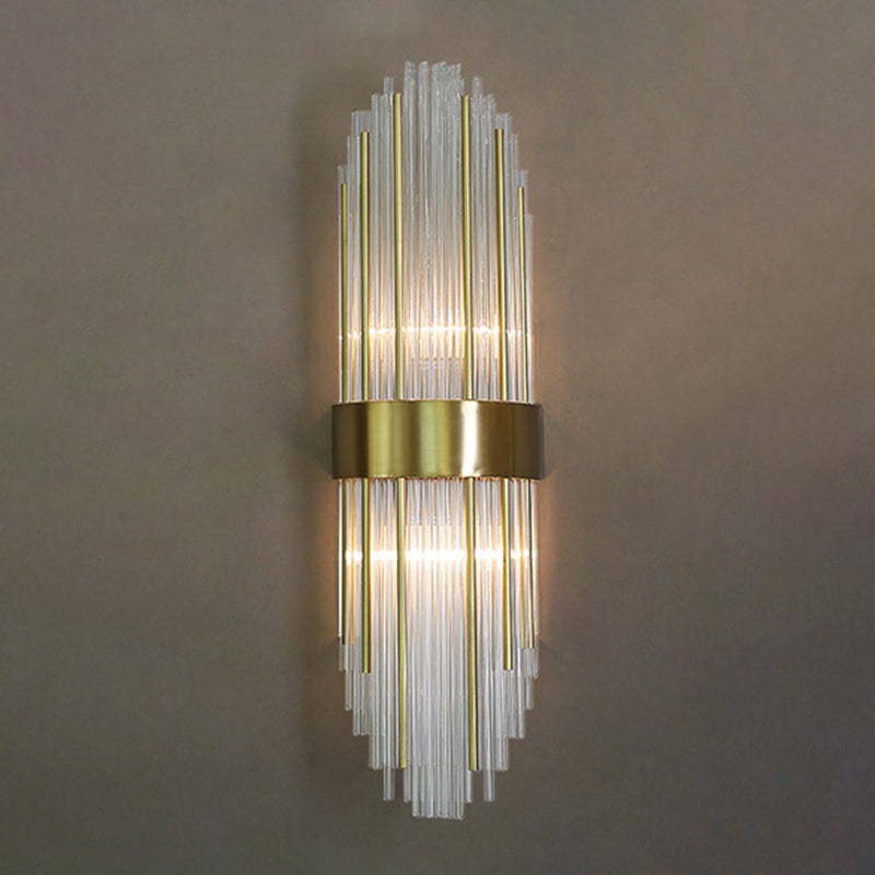 Sconce da muro scintillanti a 2 luci in moderna lampada a parete di rame in stile lusso con tonalità di cristallo