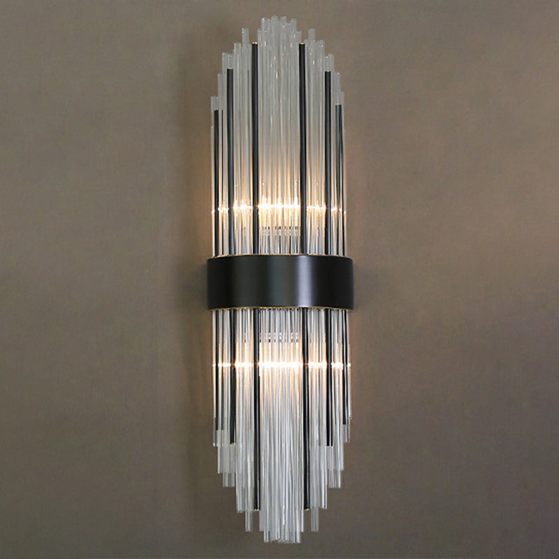 Sconce da muro scintillanti a 2 luci in moderna lampada a parete di rame in stile lusso con tonalità di cristallo