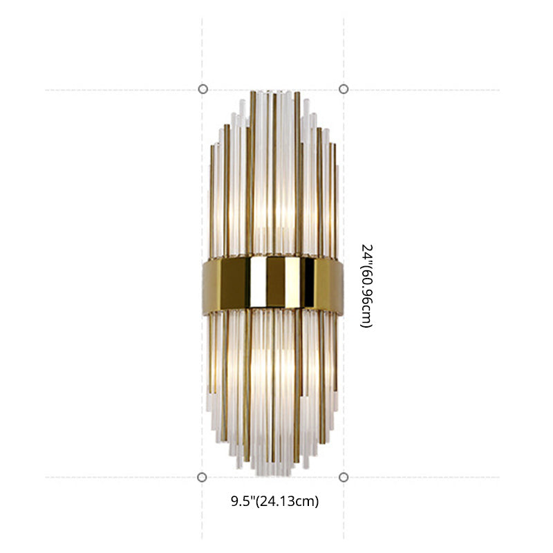 Sconce da muro scintillanti a 2 luci in moderna lampada a parete di rame in stile lusso con tonalità di cristallo