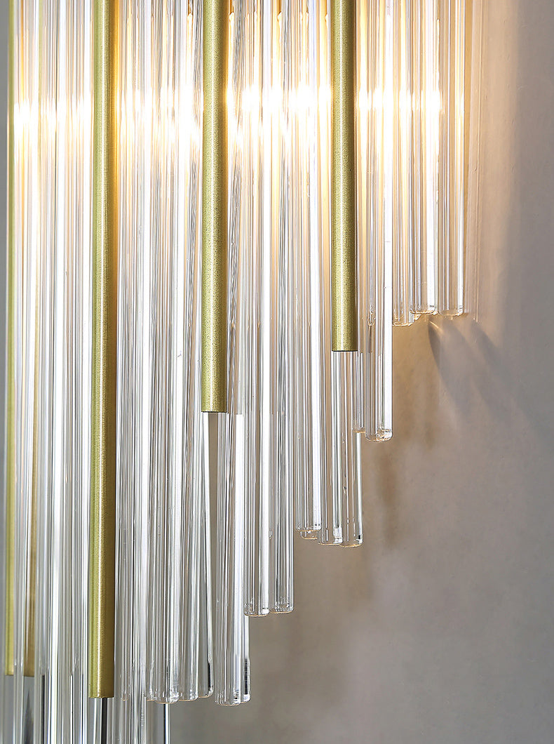 Sconce da muro scintillanti a 2 luci in moderna lampada a parete di rame in stile lusso con tonalità di cristallo