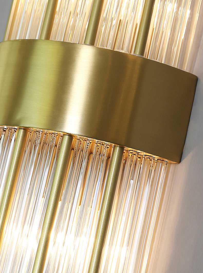 Sconce da muro scintillanti a 2 luci in moderna lampada a parete di rame in stile lusso con tonalità di cristallo
