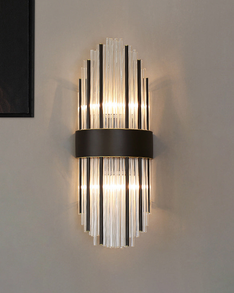 Sconce da muro scintillanti a 2 luci in moderna lampada a parete di rame in stile lusso con tonalità di cristallo