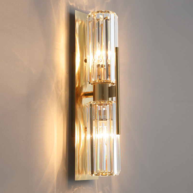 Gold Geometric Wall Sconce in Modern Luxury Style Warhing Fir Wall Lampe With Crystal Shade