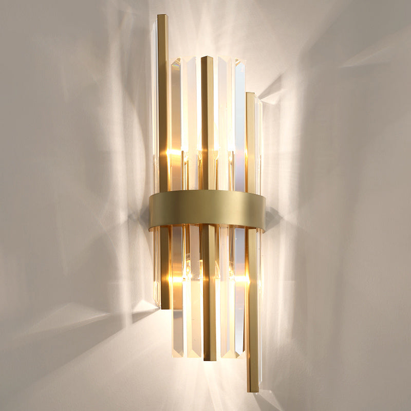 Gold Geometric Wall Sconce in Modern Luxury Style Warhing Fir Wall Lampe With Crystal Shade