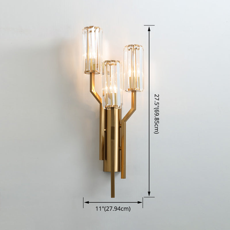 Gold Geometric Wall Sconce in Modern Luxury Style Warhing Fir Wall Lampe With Crystal Shade
