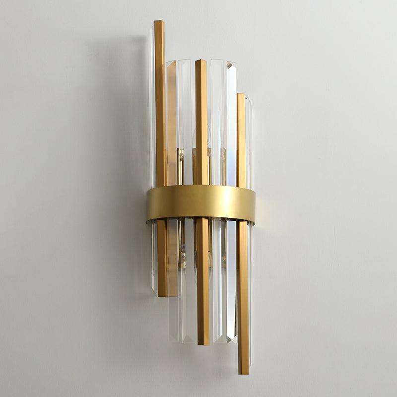 Gold Geometric Wall Sconce in Modern Luxury Style Warhing Fir Wall Lampe With Crystal Shade
