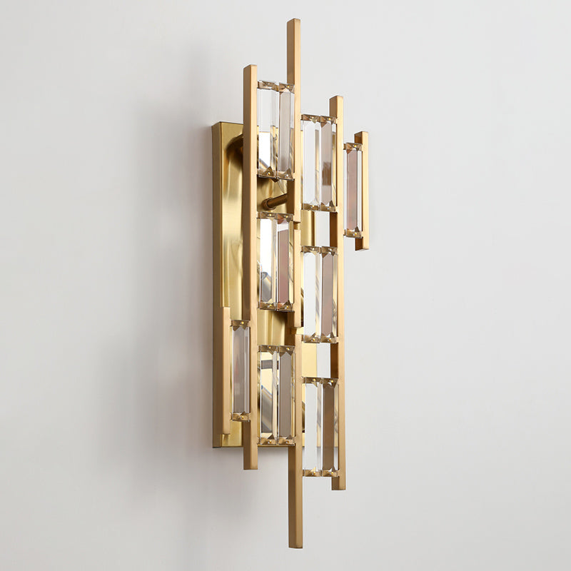 Gold Geometric Wall Sconce in Modern Luxury Style Warhing Fir Wall Lampe With Crystal Shade