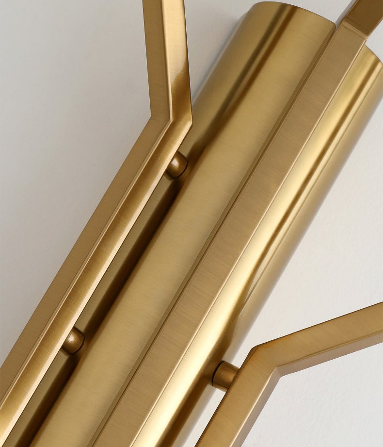 Gold Geometric Wall Sconce in Modern Luxury Style Warhing Fir Wall Lampe With Crystal Shade