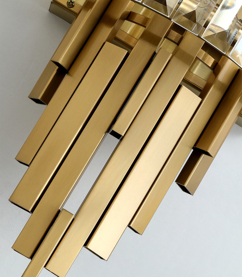 Brass Geometric Wall Sconce in Modern Creative Style Wrought Iron Wall Lamp with Crystal Shade