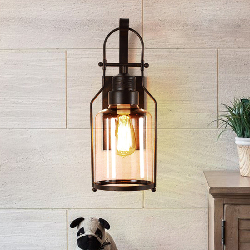 1 Light Metal Wall Light Sconce Industrial Cylindrical Hall And Foyer Wall Mounted Light Fixture