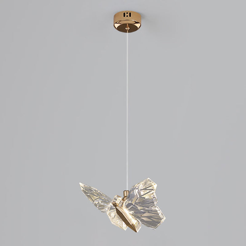 Acrylic Butterfly LED Pendant Light in Modern Creative Style Wrought Iron Hanging Light for Dining Room