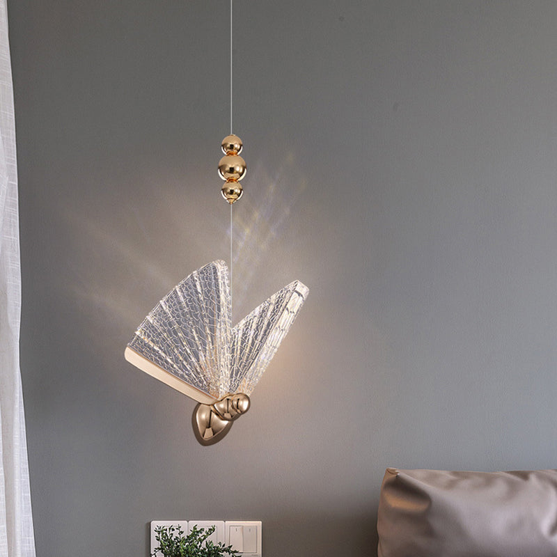 Acrylic Butterfly LED Pendant Light in Modern Creative Style Wrought Iron Hanging Light for Dining Room