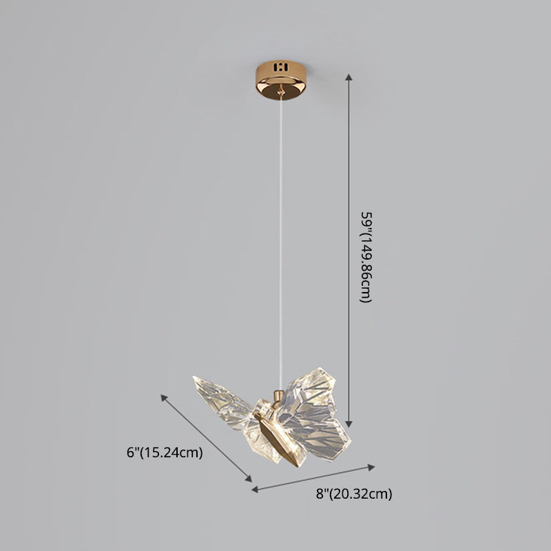 Acrylic Butterfly LED Pendant Light in Modern Creative Style Wrought Iron Hanging Light for Dining Room