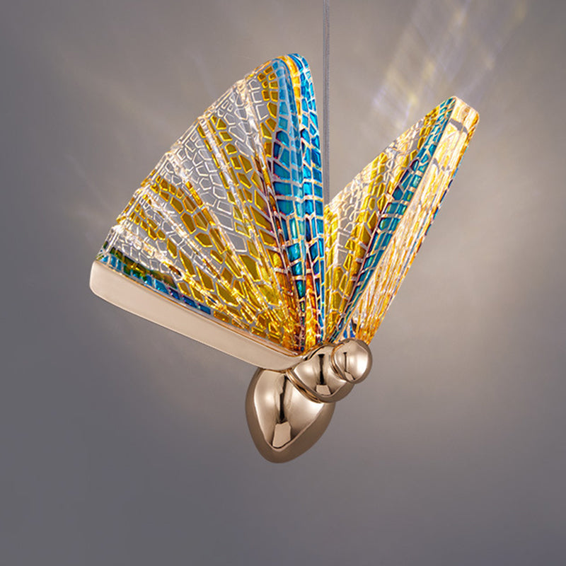 Acrylic Butterfly LED Pendant Light in Modern Creative Style Wrought Iron Hanging Light for Dining Room