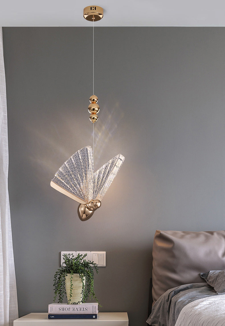 Acrylic Butterfly LED Pendant Light in Modern Creative Style Wrought Iron Hanging Light for Dining Room
