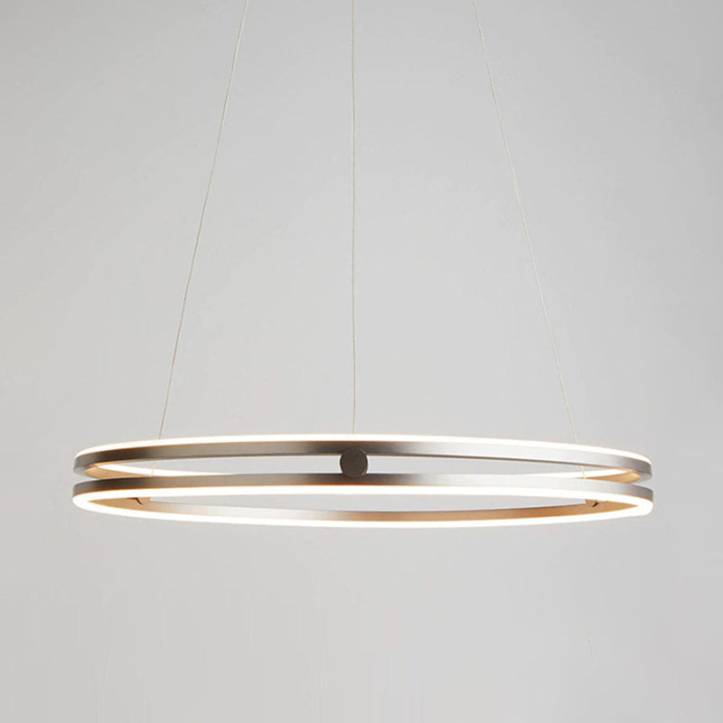 Luce a ciondolo circolare oro Postmoderno lampadario in metallo a LED per sala da pranzo