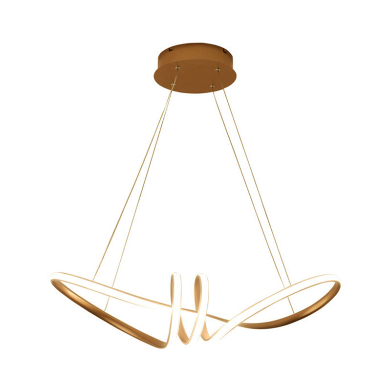 Minimalist Line Art Chandelier Metal Dining Room LED Hanging Pendant Light in Gold