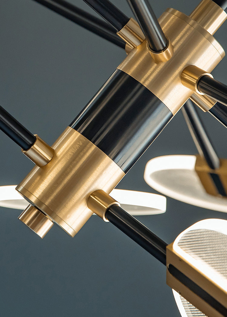 Black and Gold Sputnik Chandelier Postmodern LED Acrylic Suspension Light for Living Room