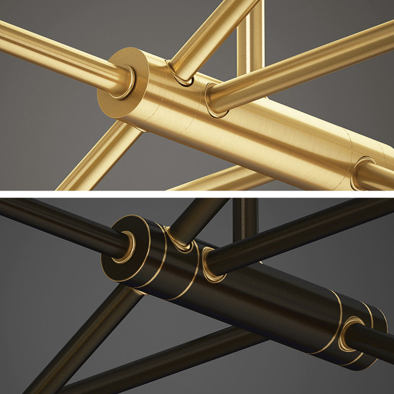 Postmodern Sputnik Chandelier Metal Living Room Pendant Light with White Glass Shade