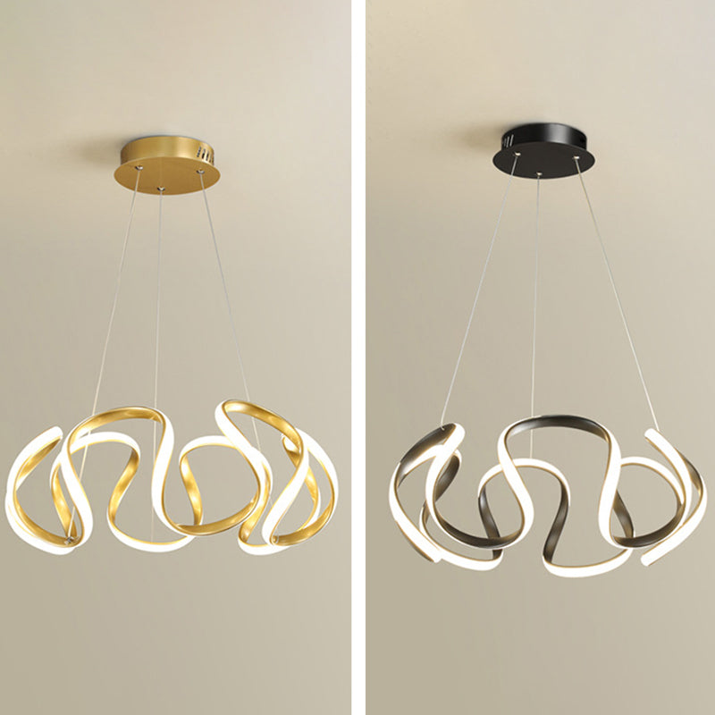 Luce a sospensione lineare a LED in alluminio in lampadario in ferro battuto in stile moderno con ombra acrilica